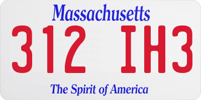 MA license plate 312IH3