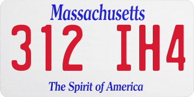 MA license plate 312IH4