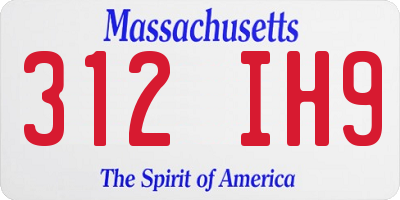 MA license plate 312IH9