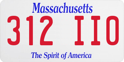 MA license plate 312II0