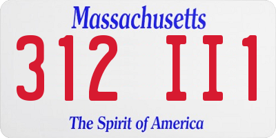 MA license plate 312II1