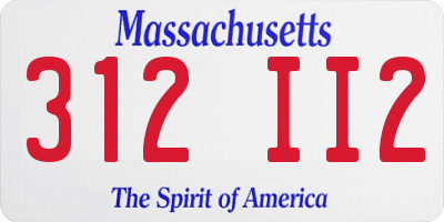 MA license plate 312II2