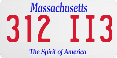 MA license plate 312II3