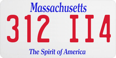 MA license plate 312II4