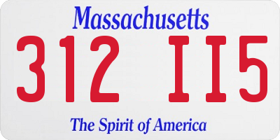 MA license plate 312II5