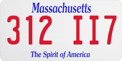 MA license plate 312II7