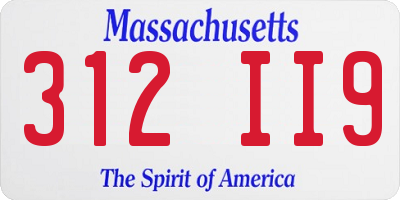 MA license plate 312II9