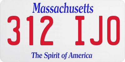 MA license plate 312IJ0