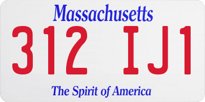 MA license plate 312IJ1
