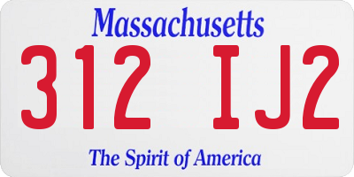MA license plate 312IJ2