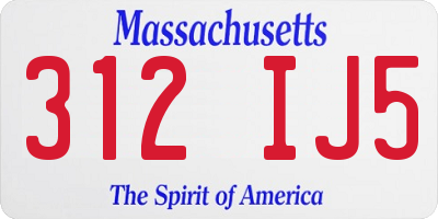MA license plate 312IJ5