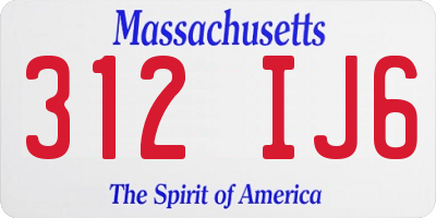 MA license plate 312IJ6