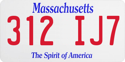MA license plate 312IJ7