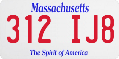 MA license plate 312IJ8