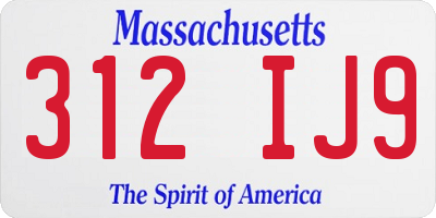 MA license plate 312IJ9