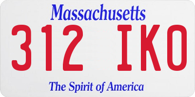 MA license plate 312IK0