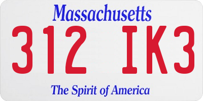 MA license plate 312IK3