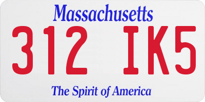 MA license plate 312IK5
