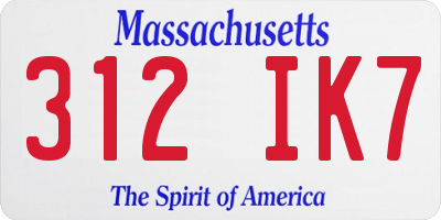 MA license plate 312IK7