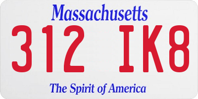 MA license plate 312IK8