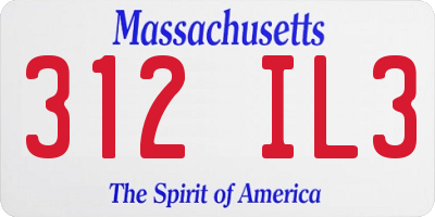 MA license plate 312IL3