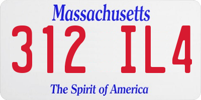 MA license plate 312IL4