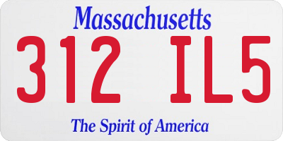 MA license plate 312IL5