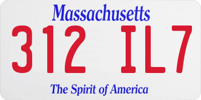 MA license plate 312IL7