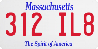MA license plate 312IL8