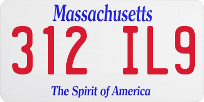 MA license plate 312IL9
