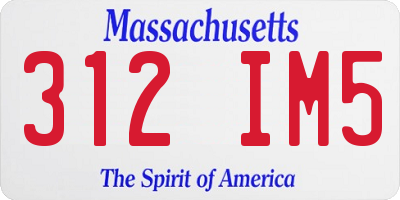 MA license plate 312IM5