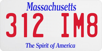 MA license plate 312IM8