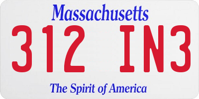 MA license plate 312IN3
