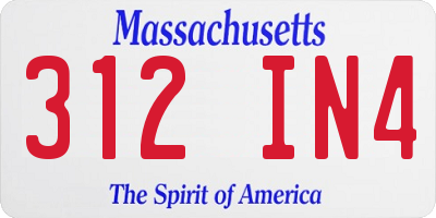 MA license plate 312IN4