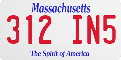 MA license plate 312IN5