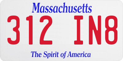 MA license plate 312IN8