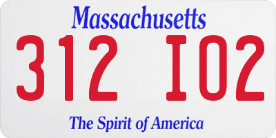 MA license plate 312IO2