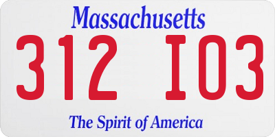 MA license plate 312IO3
