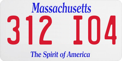 MA license plate 312IO4