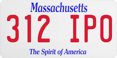 MA license plate 312IP0