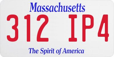 MA license plate 312IP4