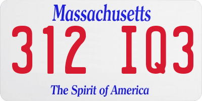 MA license plate 312IQ3