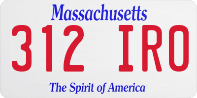 MA license plate 312IR0