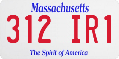 MA license plate 312IR1