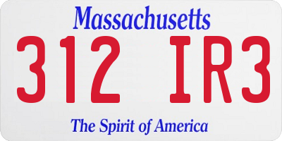MA license plate 312IR3