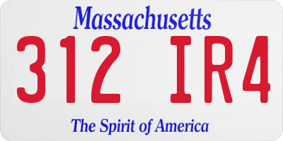 MA license plate 312IR4
