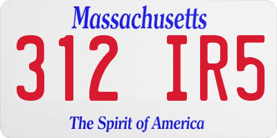 MA license plate 312IR5