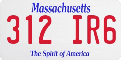 MA license plate 312IR6