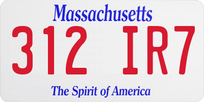 MA license plate 312IR7