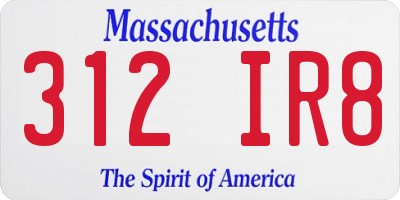 MA license plate 312IR8